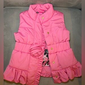Lily pulitzer pink kids puffer vest, size XS (2-3)